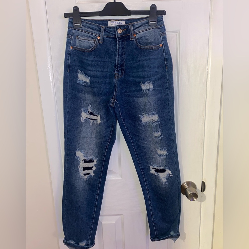 Wax ripped skinny jeans